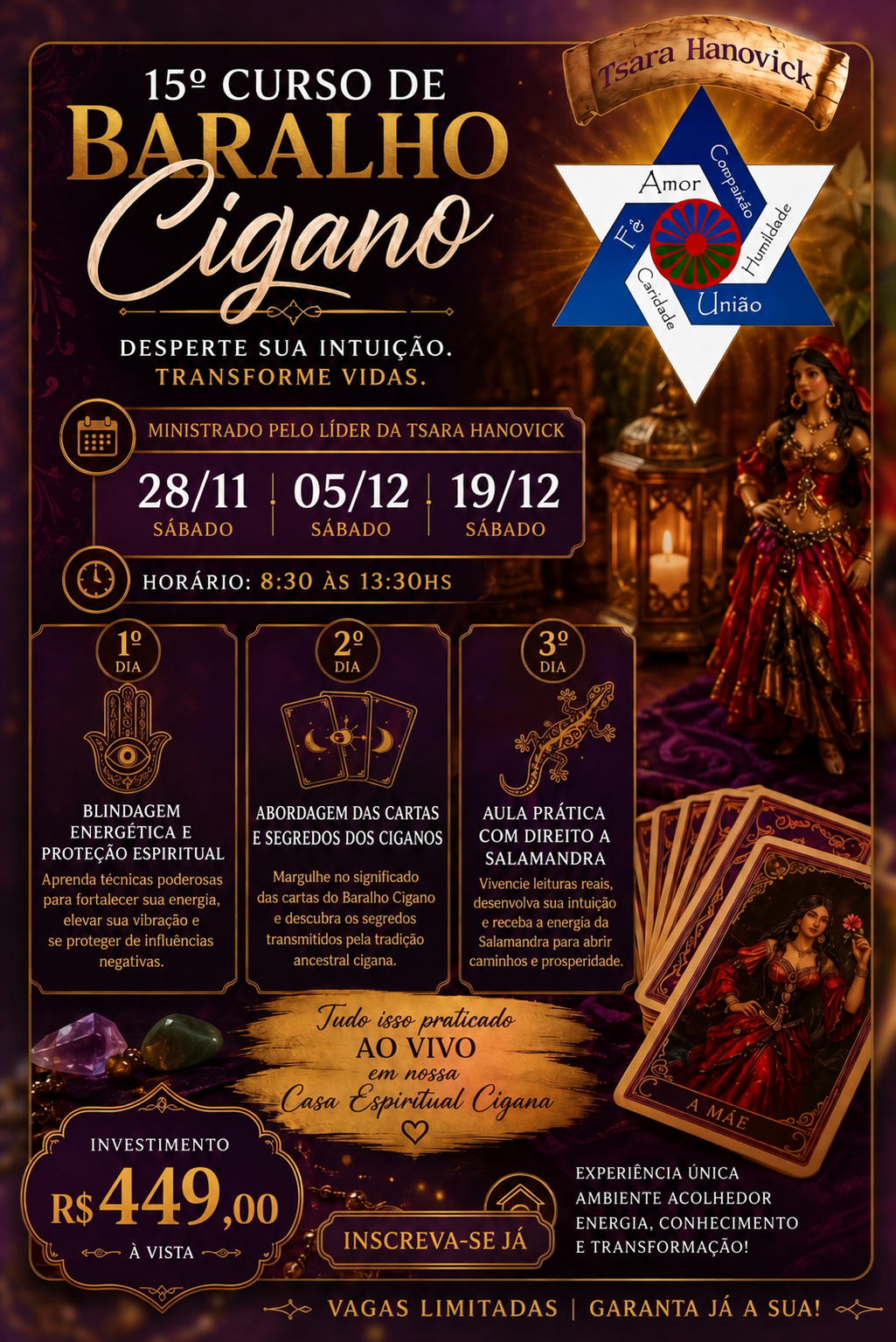 Cartaz da 15ª turma do curso de Baralho Cigano